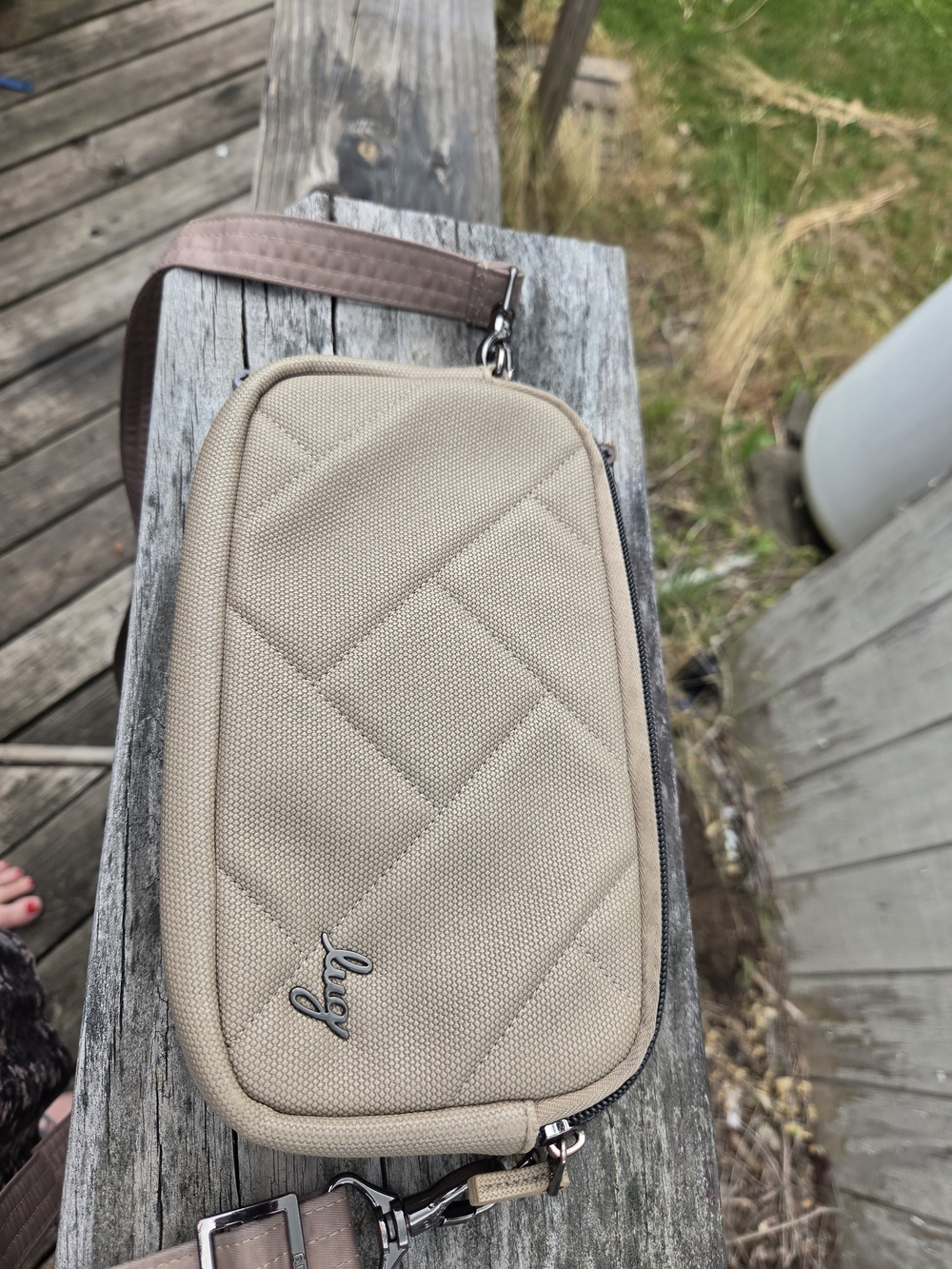 lug Quilted Crossbody Bag in Beige